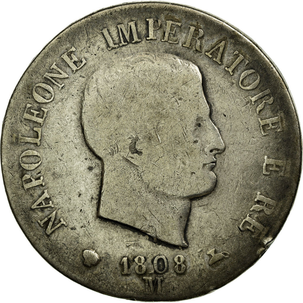 Coin, ITALIAN STATES, Napoleon I, 5 Lire, 1808, Milan, VF(20-25), KM 10.1