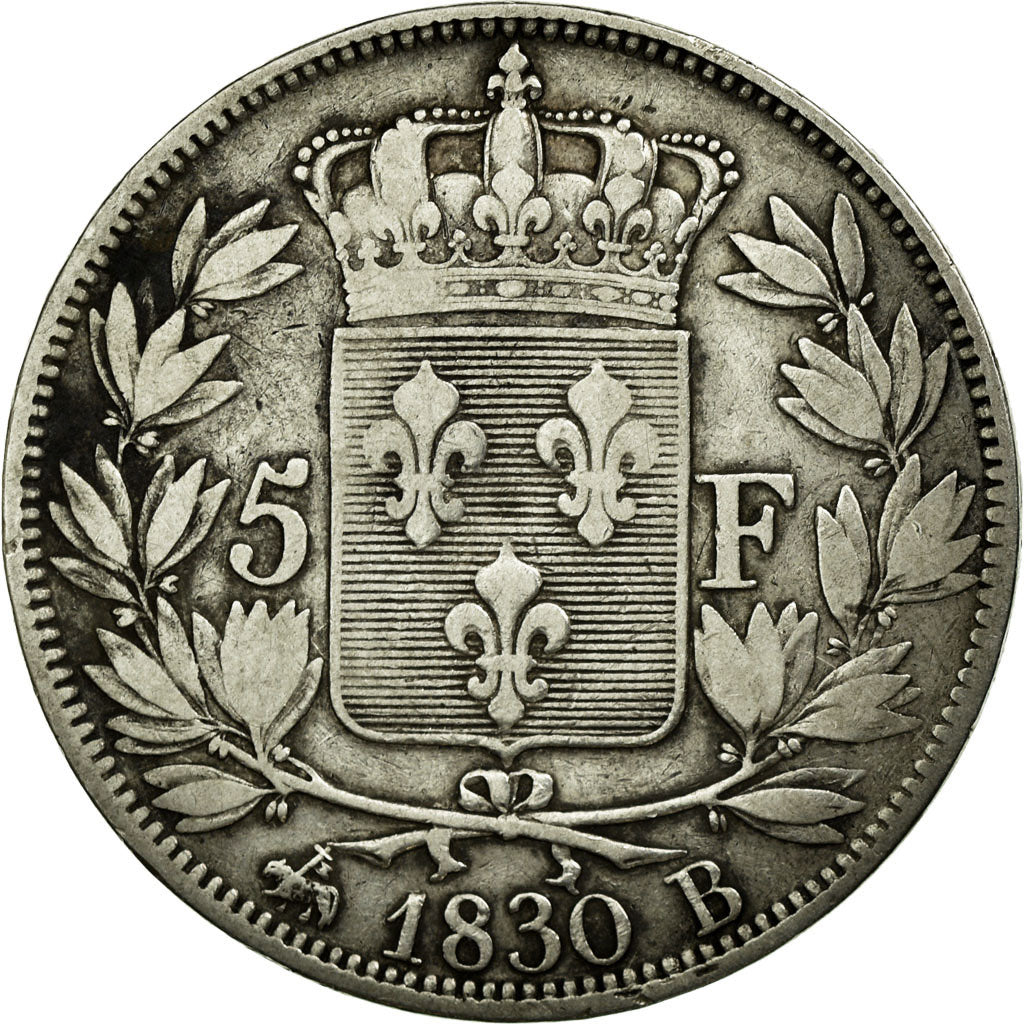 Coin, France, Charles X, 5 Francs, 1830, Rouen, VF(30-35), Silver, KM:728.2