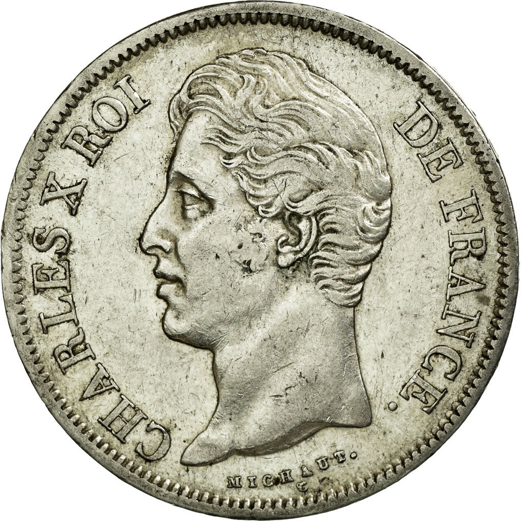 Moneda, Francia, Charles X, 5 Francs, 1830, Lille, MBC, Plata, KM:728.13