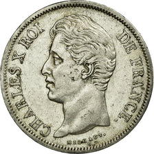 Moneda, Francia, Charles X, 5 Francs, 1830, Lille, MBC, Plata, KM:728.13