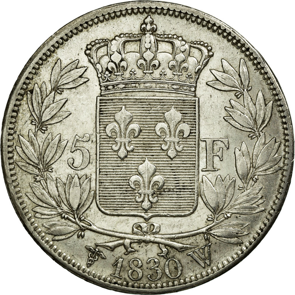Moneda, Francia, Charles X, 5 Francs, 1830, Lille, MBC, Plata, KM:728.13