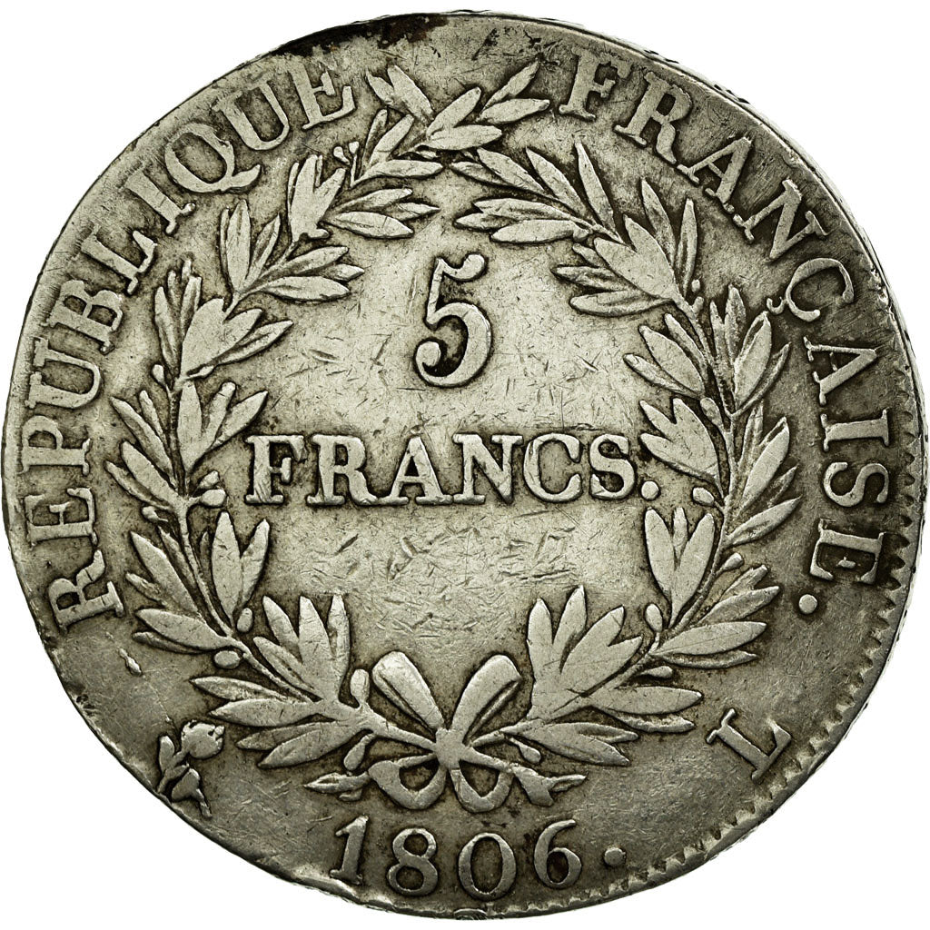 Coin, France, Napoléon I, 5 Francs, 1806, Bayonne, VF(30-35), Silver, KM:673.8