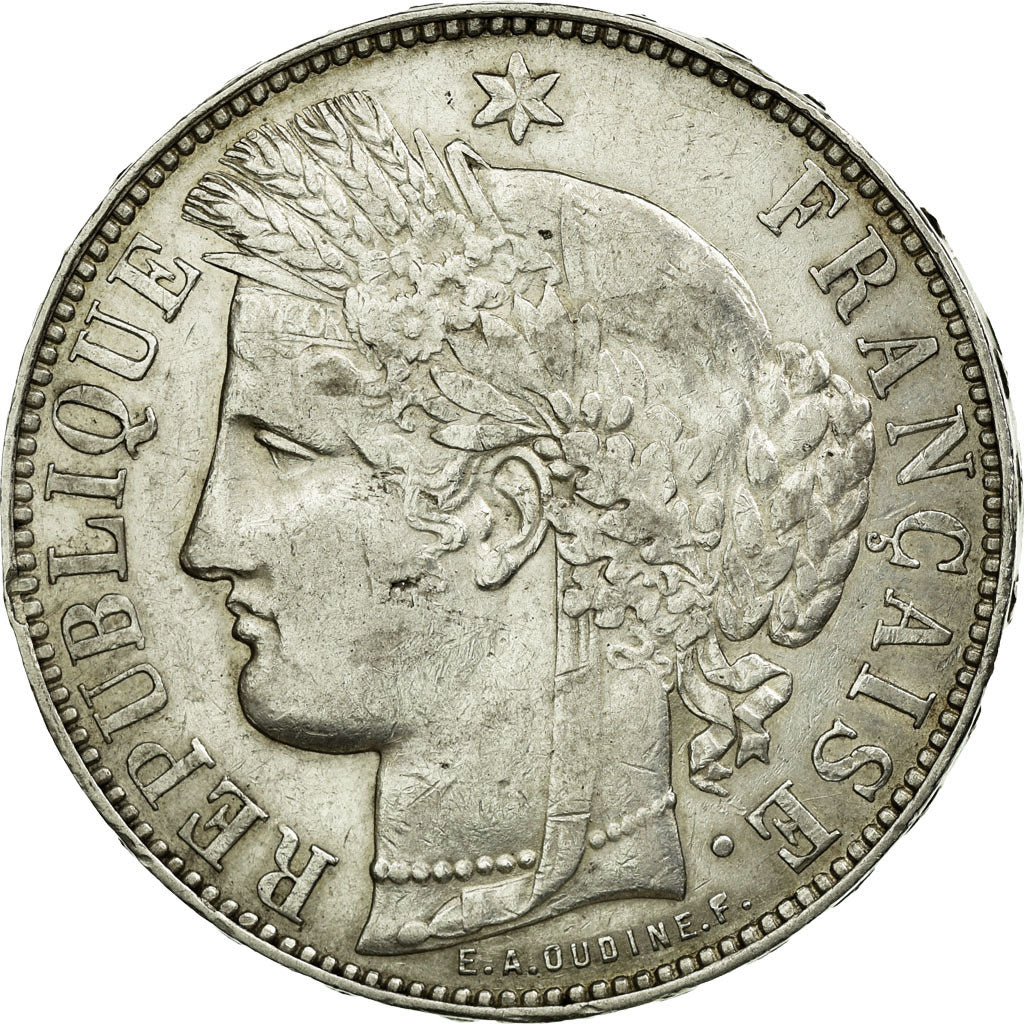 Coin, France, Cérès, 5 Francs, 1871, Bordeaux, AU(50-53), Silver, KM:818.2