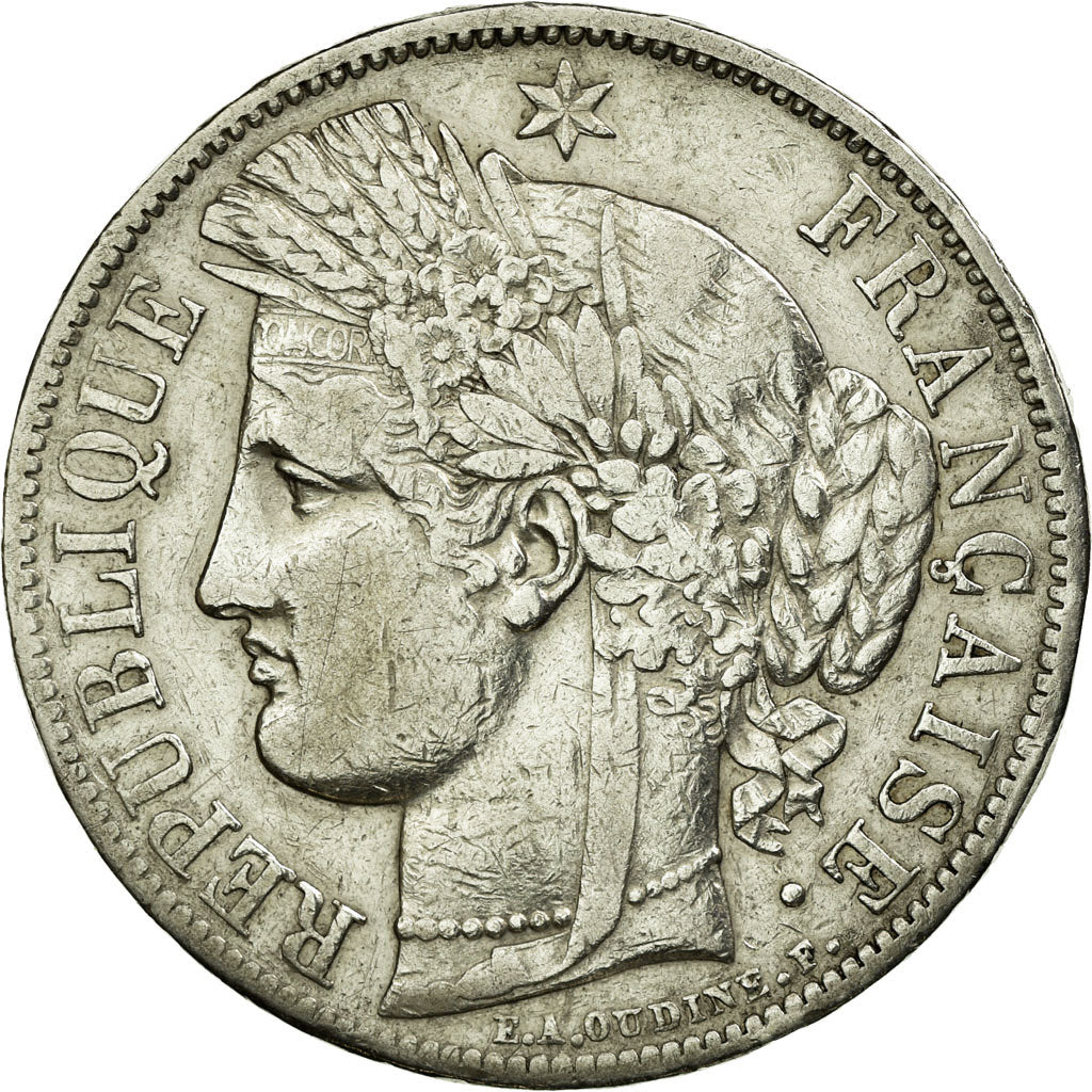 Munten, Frankrijk, Cérès, 5 Francs, 1849, Strasbourg, FR+, Zilver, KM:761.2