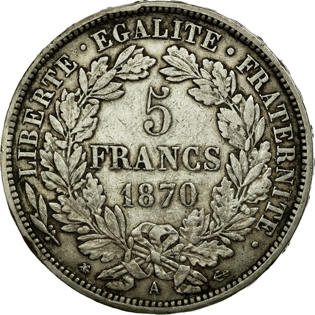 Monnaie, France, Cérès, 5 Francs, 1870, Paris, TTB, Argent, Gadoury:743,KM 819