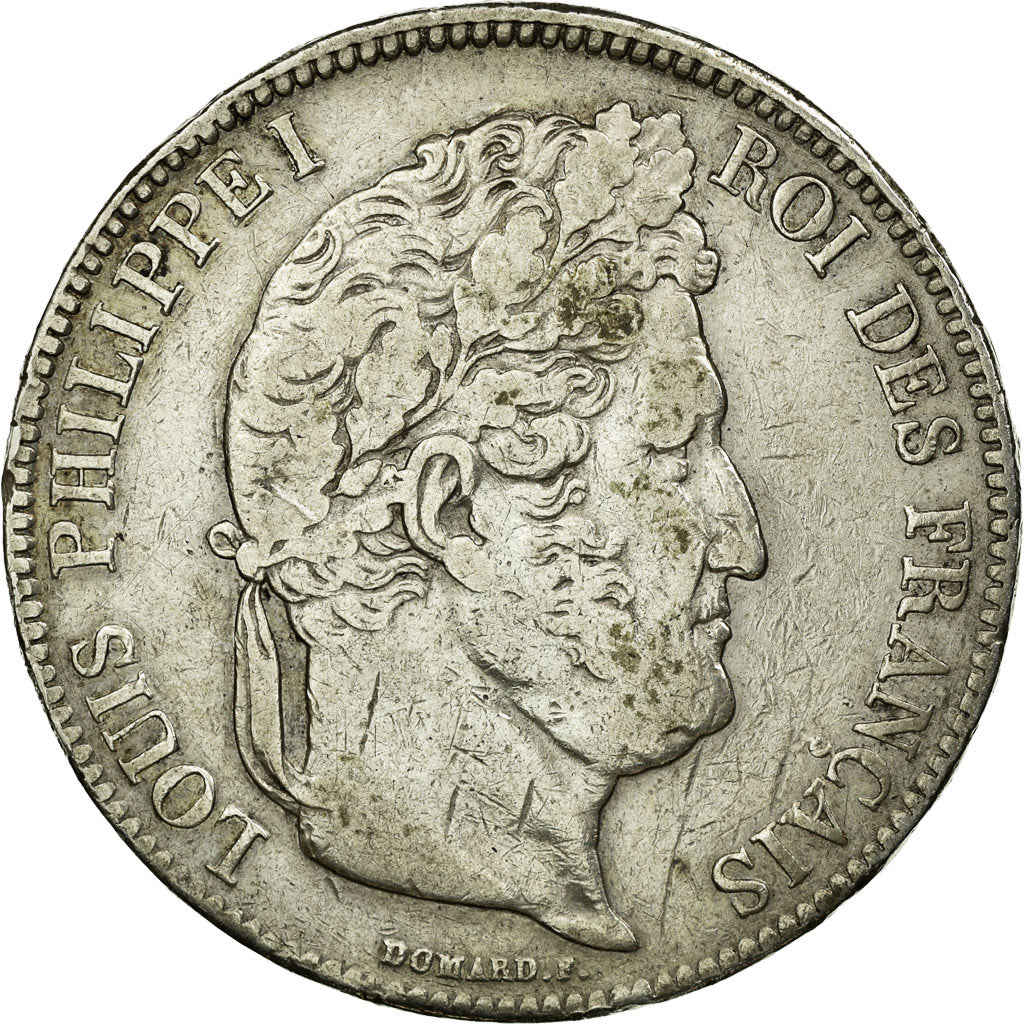 Moneta, Francia, Louis-Philippe, 5 Francs, 1838, Bordeaux, MB+, Argento,KM 749.7