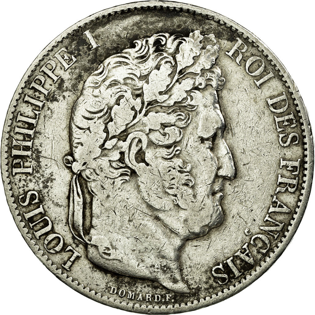 Moeda, França, Louis-Philippe, 5 Francs,1846,Strasbourg,VF(30-35),Prata,KM 749.3