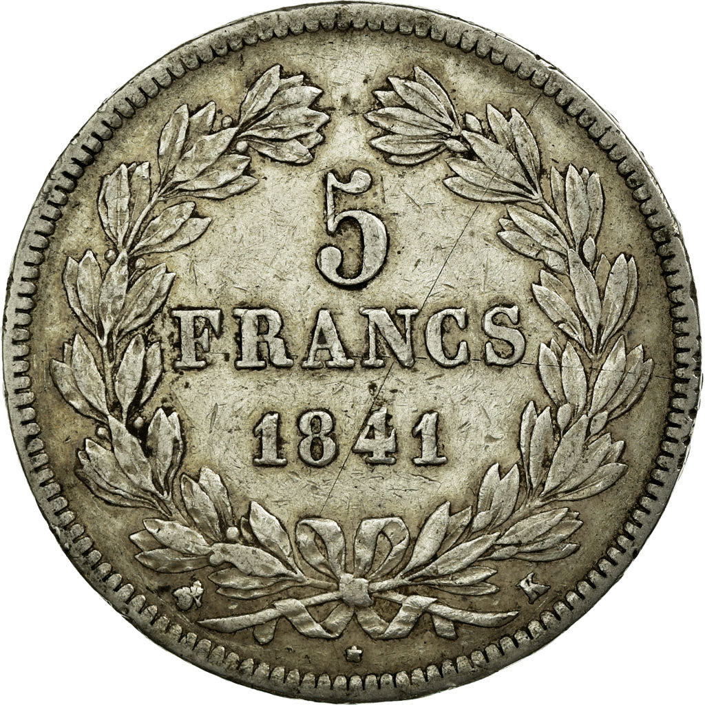 Moneta, Francia, Louis-Philippe, 5 Francs, 1841, Bordeaux, BB, Argento,KM 749.7