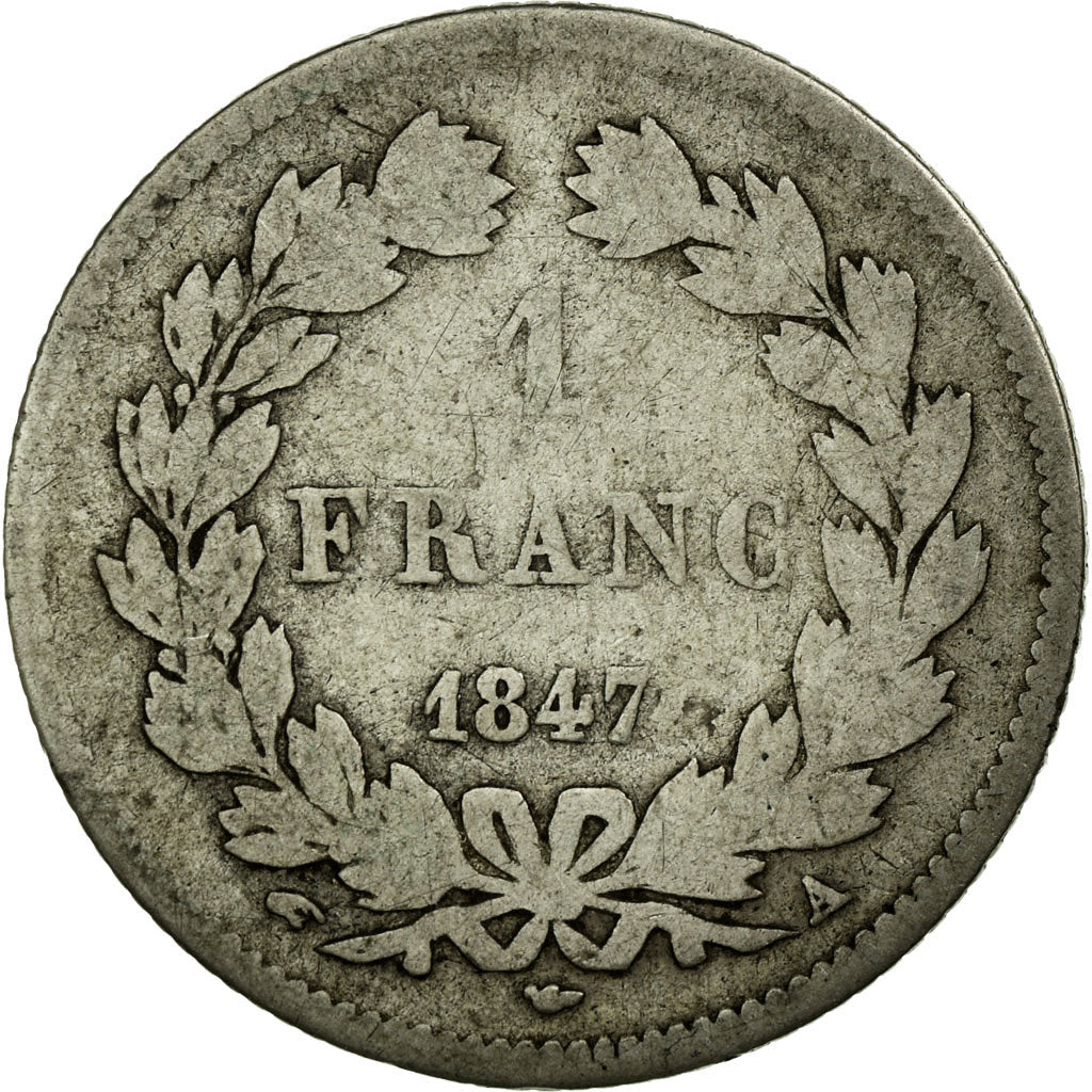 Moneda, Francia, Louis-Philippe, Franc, 1847, Paris, BC, Plata, KM:748.1