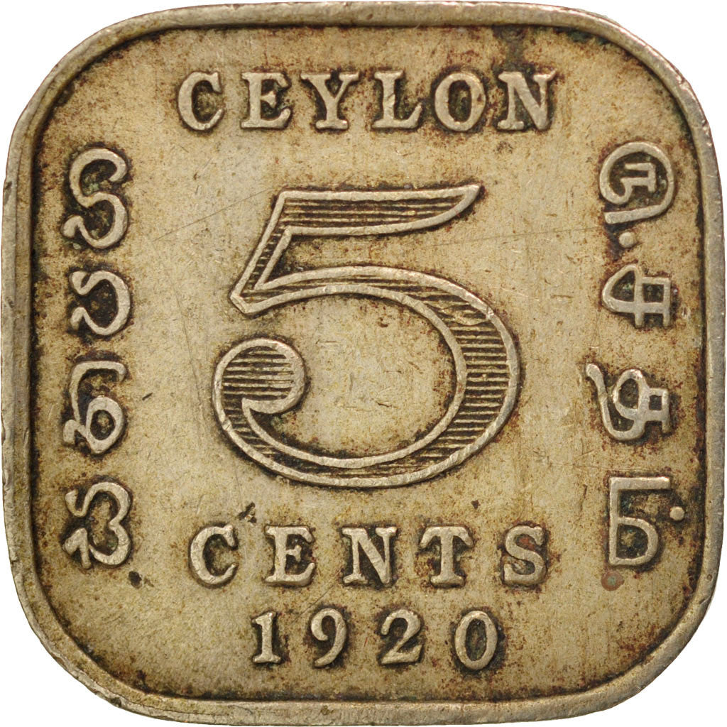 Coin, Ceylon, George V, 5 Cents, 1920, VF(30-35), Copper-nickel, KM:108