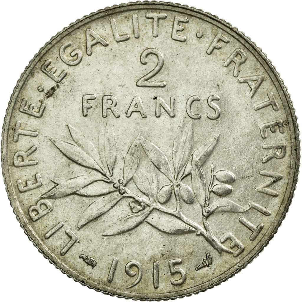 Coin, France, Semeuse, 2 Francs, 1915, Paris, AU(50-53), Silver, KM:845.1