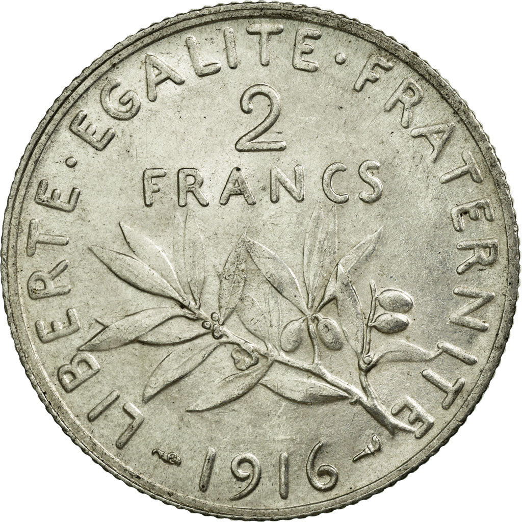 Coin, France, Semeuse, 2 Francs, 1916, Paris, AU(50-53), Silver, KM:845.1