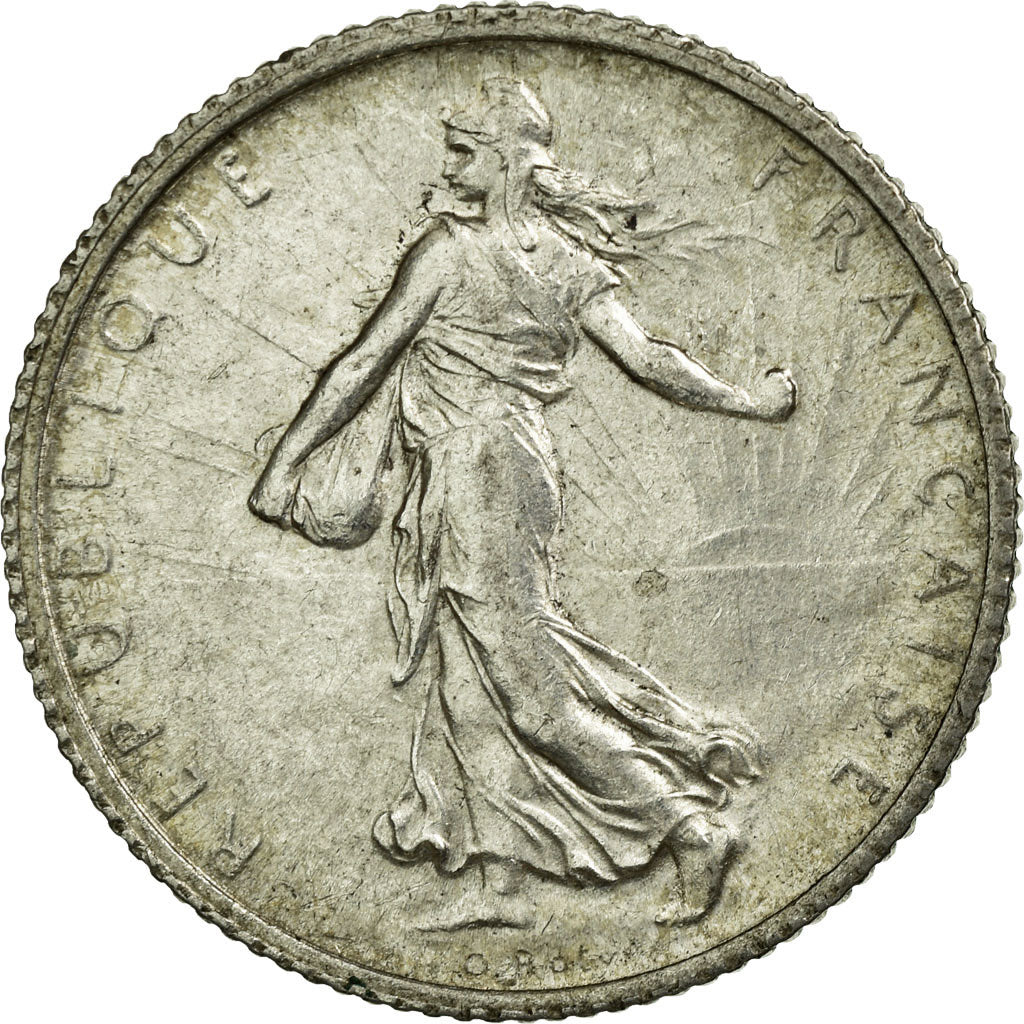 Coin, France, Semeuse, Franc, 1908, Paris, EF(40-45), Silver, KM:844.1