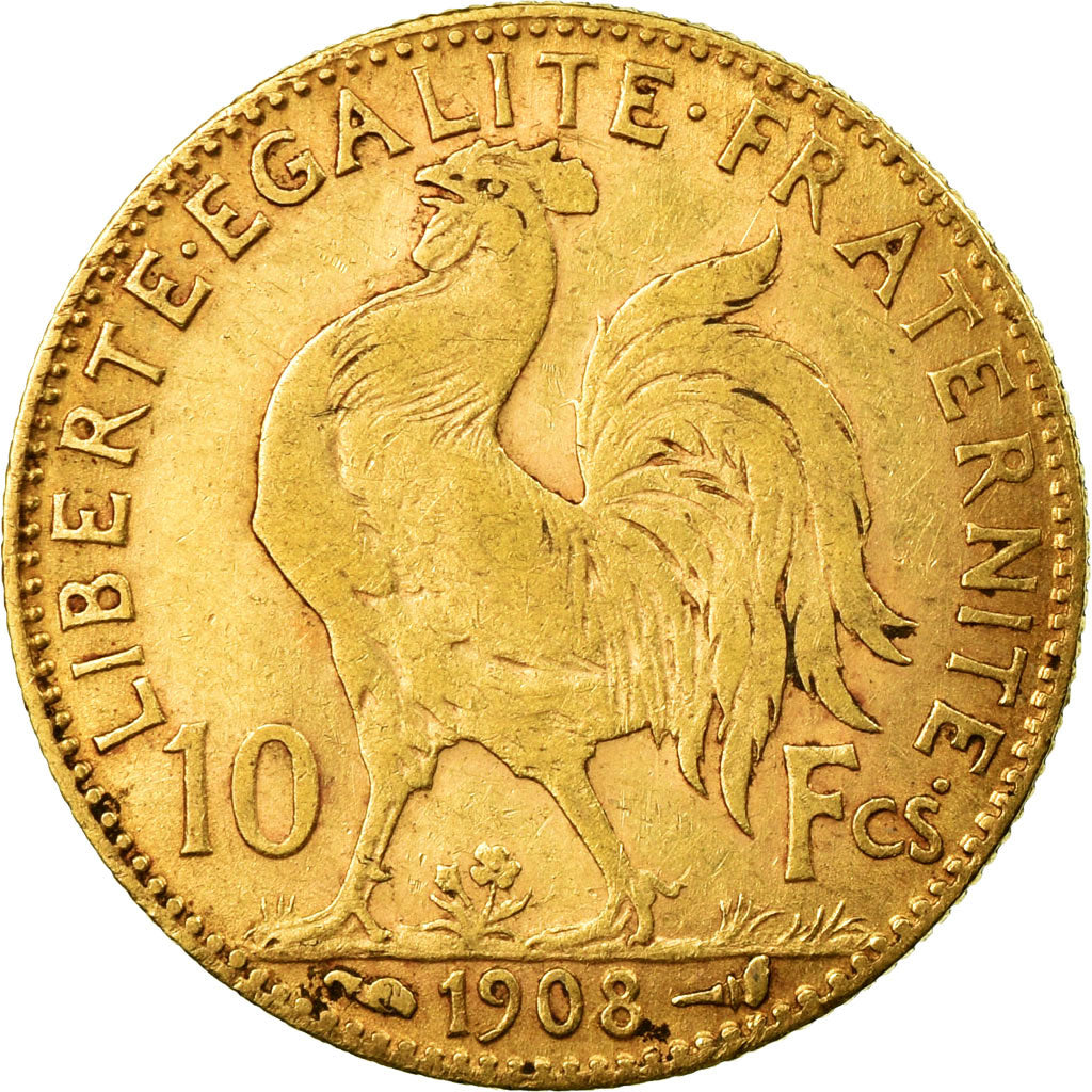 Coin, France, Marianne, 10 Francs, 1908, Paris, EF(40-45), Gold, KM:846