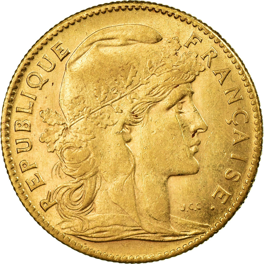 Munten, Frankrijk, Marianne, 10 Francs, 1908, Paris, ZF+, Goud, KM:846