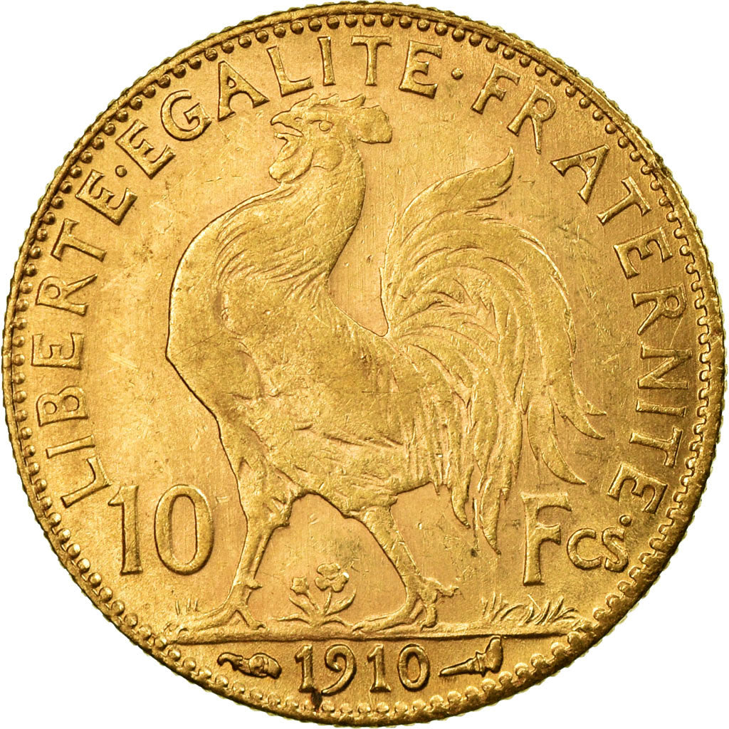 Munten, Frankrijk, Marianne, 10 Francs, 1910, Paris, ZF+, Goud, KM:846