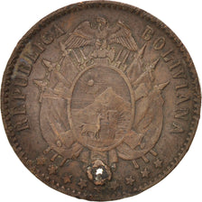 BOLIVIA, Centavo, 1883, Paris, KM #167, F(12-15), Copper, 5.09