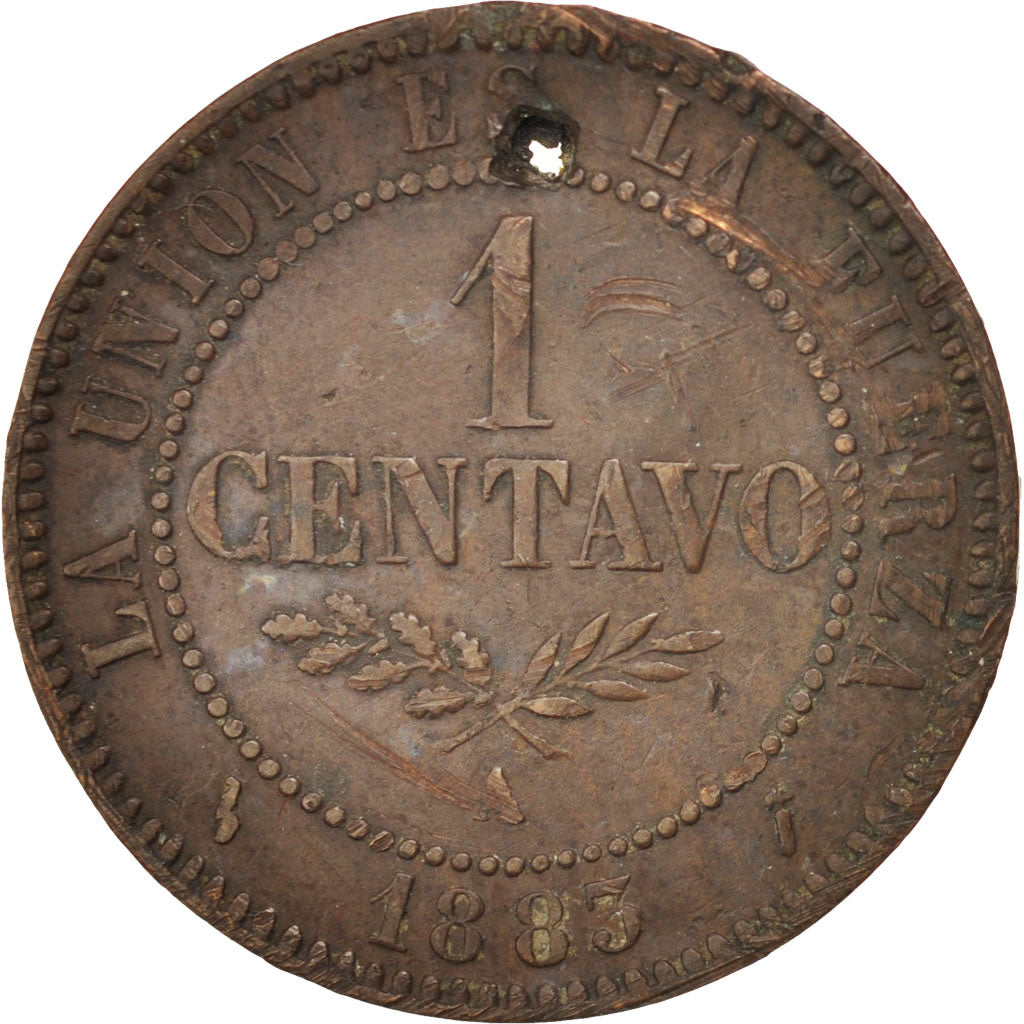 BOLIVIA, Centavo, 1883, Paris, KM #167, F(12-15), Copper, 5.09