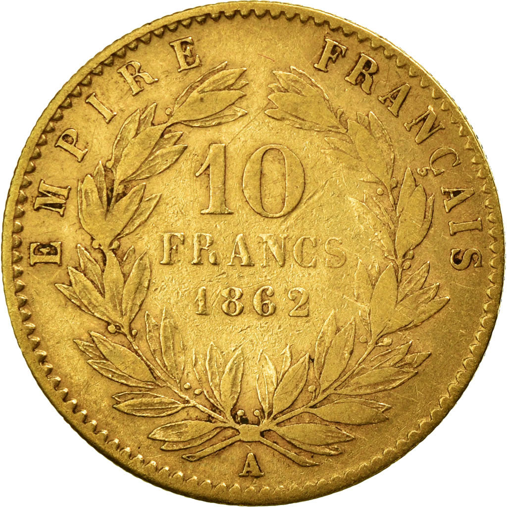 Munten, Frankrijk, Napoleon III, 10 Francs, 1862, Paris, Goud, FR+, KM 800.1
