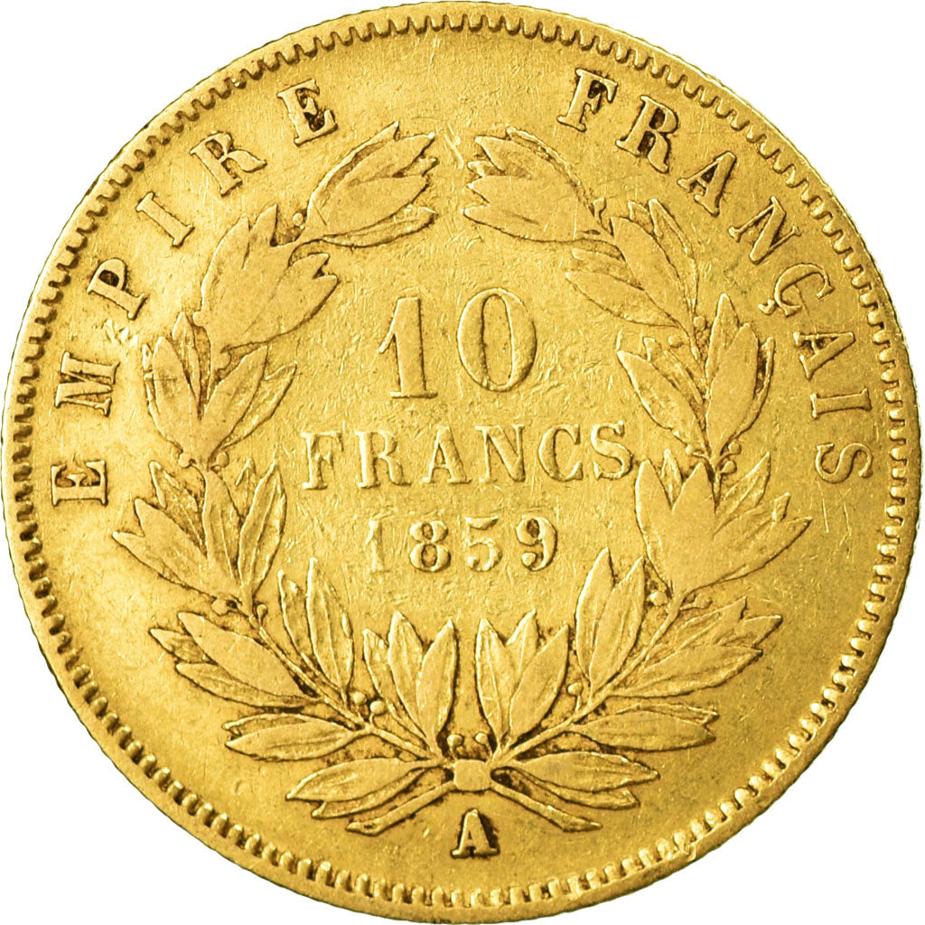 Munten, Frankrijk, Napoleon III,10 Francs, 1859, Paris,Goud, FR+,KM 784.3