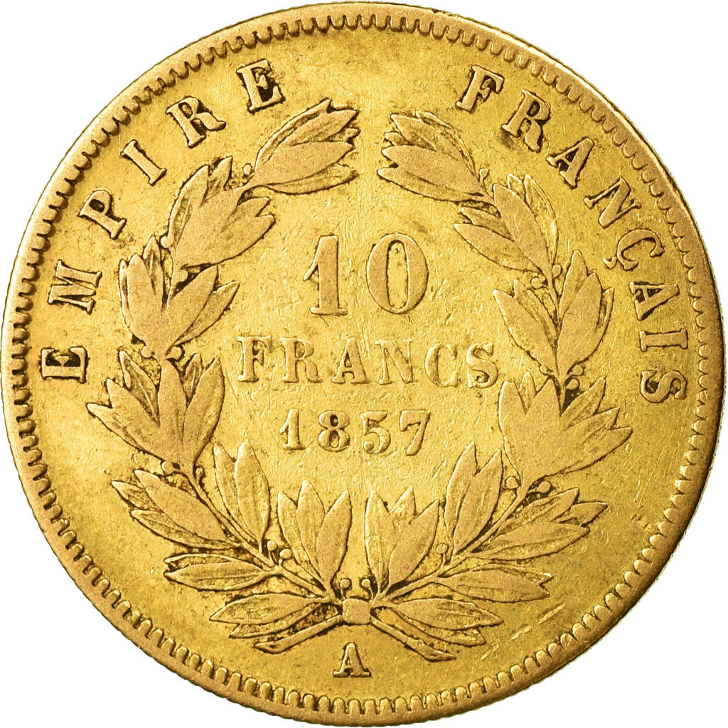 Moeda, França, Napoleon III, 10 Francs, 1857, Paris, VF(30-35), KM 784.3