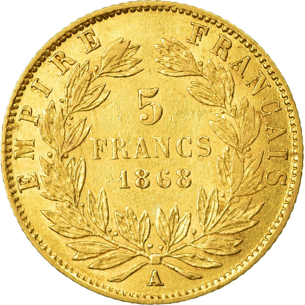 Monnaie, France, Napoleon III, 5 Francs,1868, Paris, TTB, Or, KM 803.2,Gad 1002