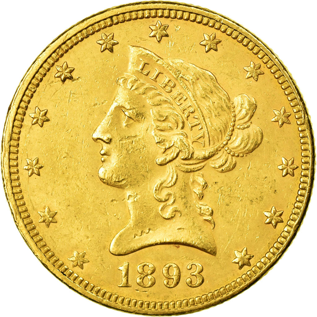 Moeda, Estados Unidos da América, Coronet Head, $10, 1893, Philadelphia, KM 102