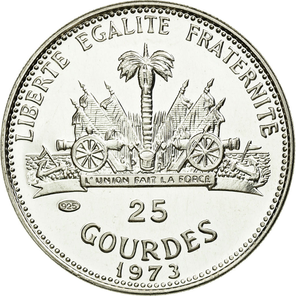 Coin, Haiti, 25 Gourdes, 1975, MS(60-62), Silver, KM:103