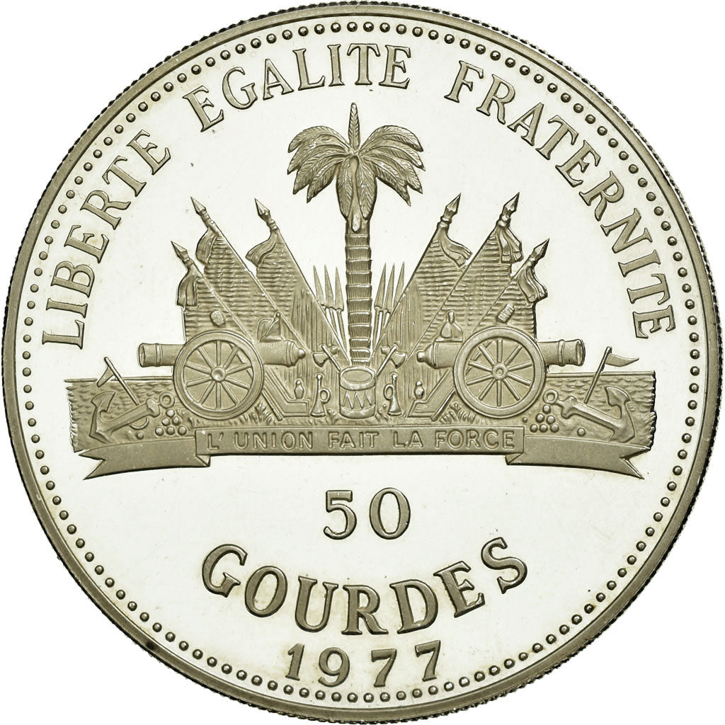 Coin, Haiti, 50 Gourdes, 1977, MS(65-70), Silver, KM:127