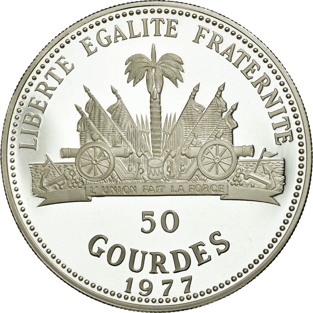 Coin, Haiti, 50 Gourdes, 1977, MS(65-70), Silver, KM:129