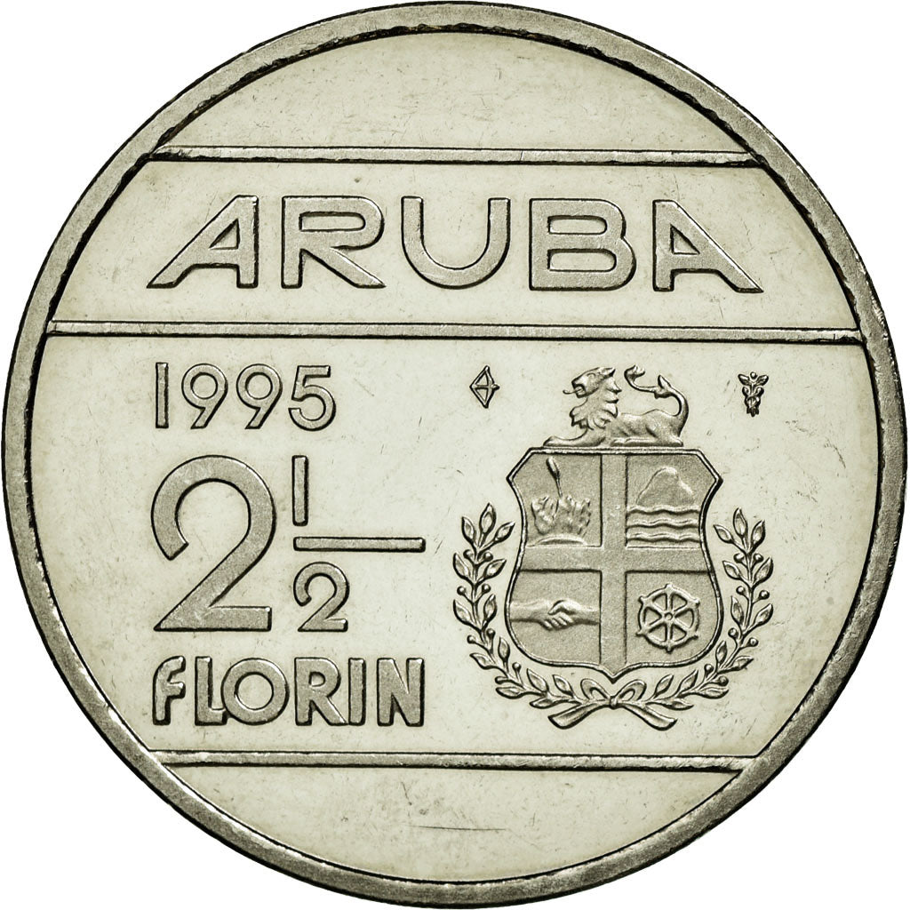 Moneda, Aruba, Beatrix, 2-1/2 Florin, 1995, Utrecht, EBC, Níquel aleado con,KM 6