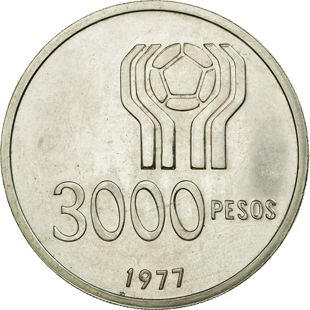 Coin, Argentina, 3000 Pesos, 1977, AU(55-58), Silver, KM:80