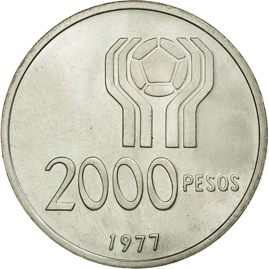 Coin, Argentina, 2000 Pesos, 1977, AU(55-58), Silver, KM:79