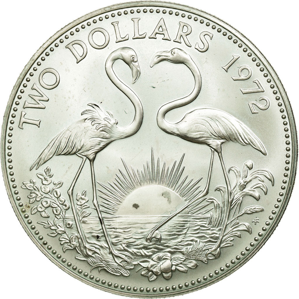 Moneda, Bahamas, Elizabeth II, 2 Dollars, 1972, Franklin Mint, U.S.A.,EBC+,KM 23