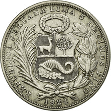 Coin, Peru, Sol, 1924, Philadelphia, AU(50-53), Silver, KM:218.1