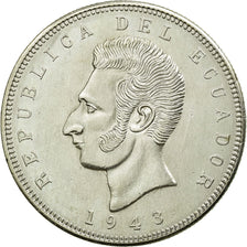 Coin, Ecuador, 5 Sucres, Cinco, 1943, Mexico City, Mexico,AU(55-58),Silver,KM 79