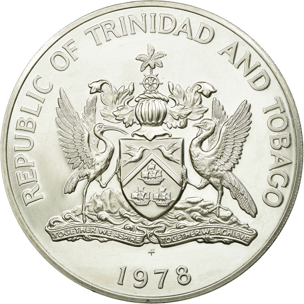 Coin, TRINIDAD & TOBAGO, 5 Dollars, 1978, Franklin Mint, MS(63), Silver, KM:35a