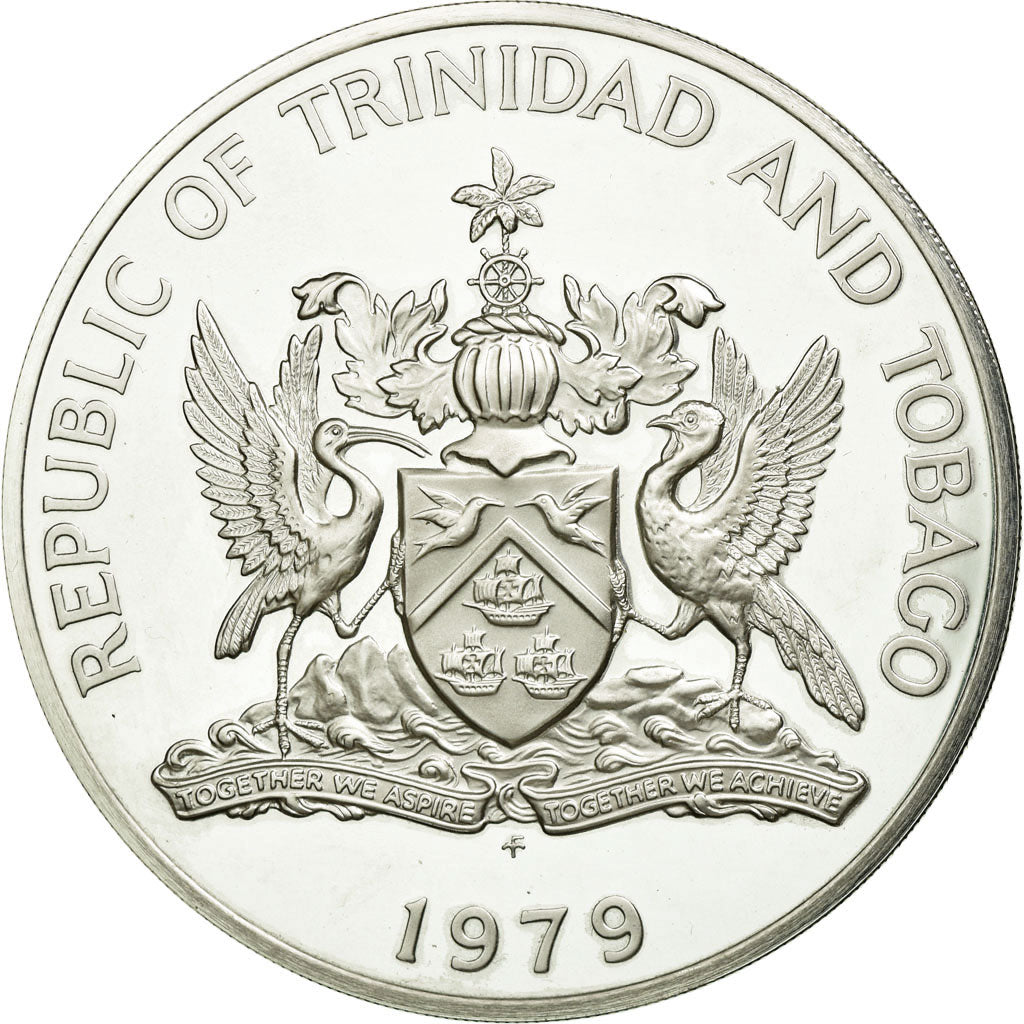 Coin, TRINIDAD & TOBAGO, 10 Dollars, 1981, Franklin Mint, MS(64), Silver, KM:40a