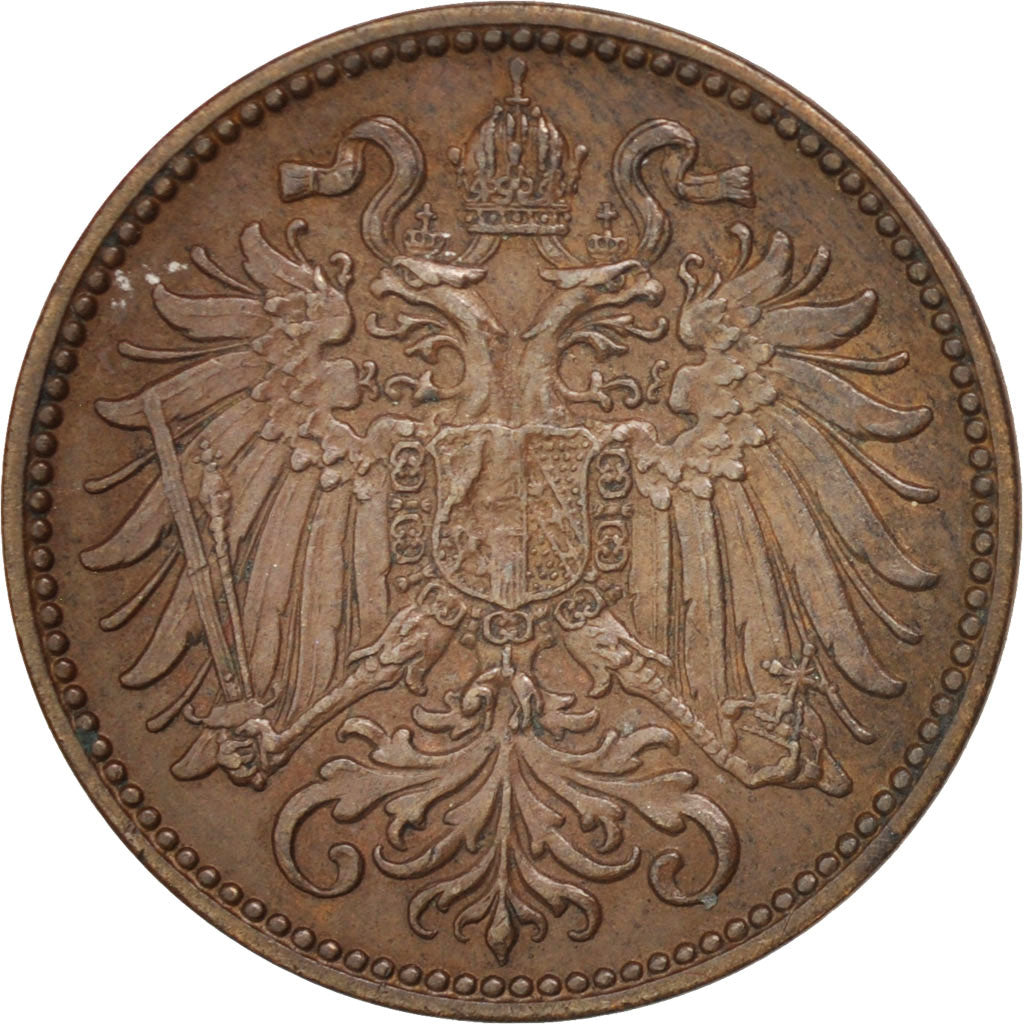 AUSTRIA, 2 Heller, 1901, KM #2801, AU(50-53), Bronze, 19, 3.35