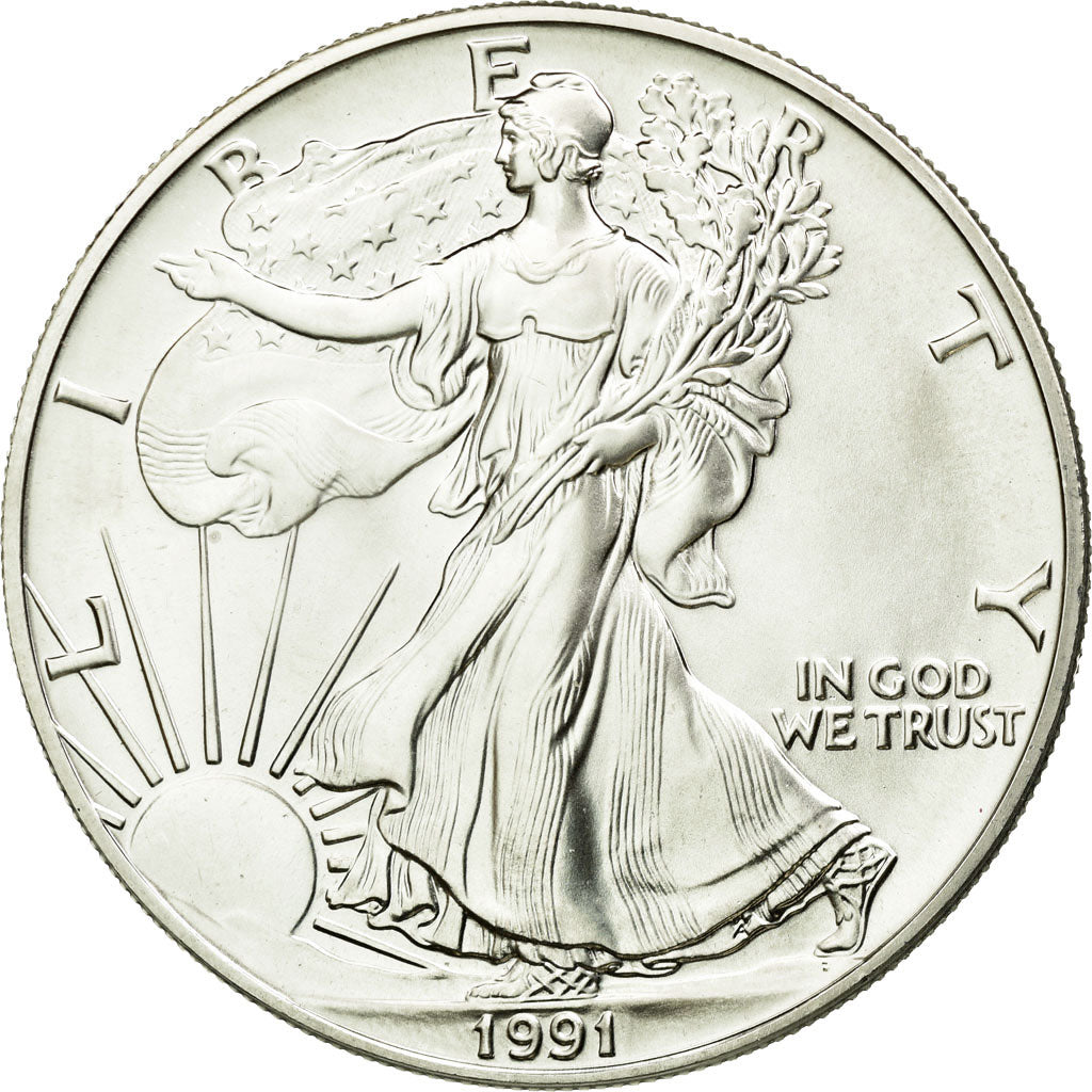 Coin, United States, Dollar, 1991, U.S. Mint, Philadelphia, MS(63),Silver,KM 273
