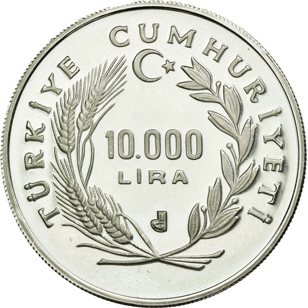 Coin, Turkey, 10000 Lira, 10 Bin Lira, 1986, MS(60-62), Silver, KM:1009