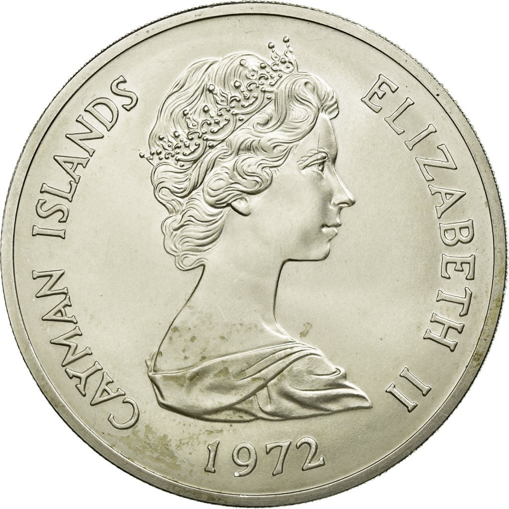 Coin, Cayman Islands, Elizabeth II, 25 Dollars, 1972, MS(63), Silver, KM:9