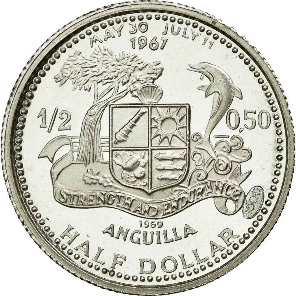 Moneda, ANGUILLA, 1/2 Dollar, 1969, FDC, Plata, KM:15