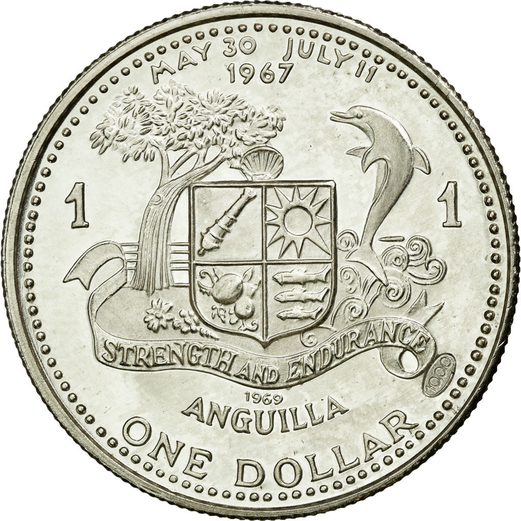 Coin, ANGUILLA, Dollar, 1969, MS(65-70), Silver, KM:16