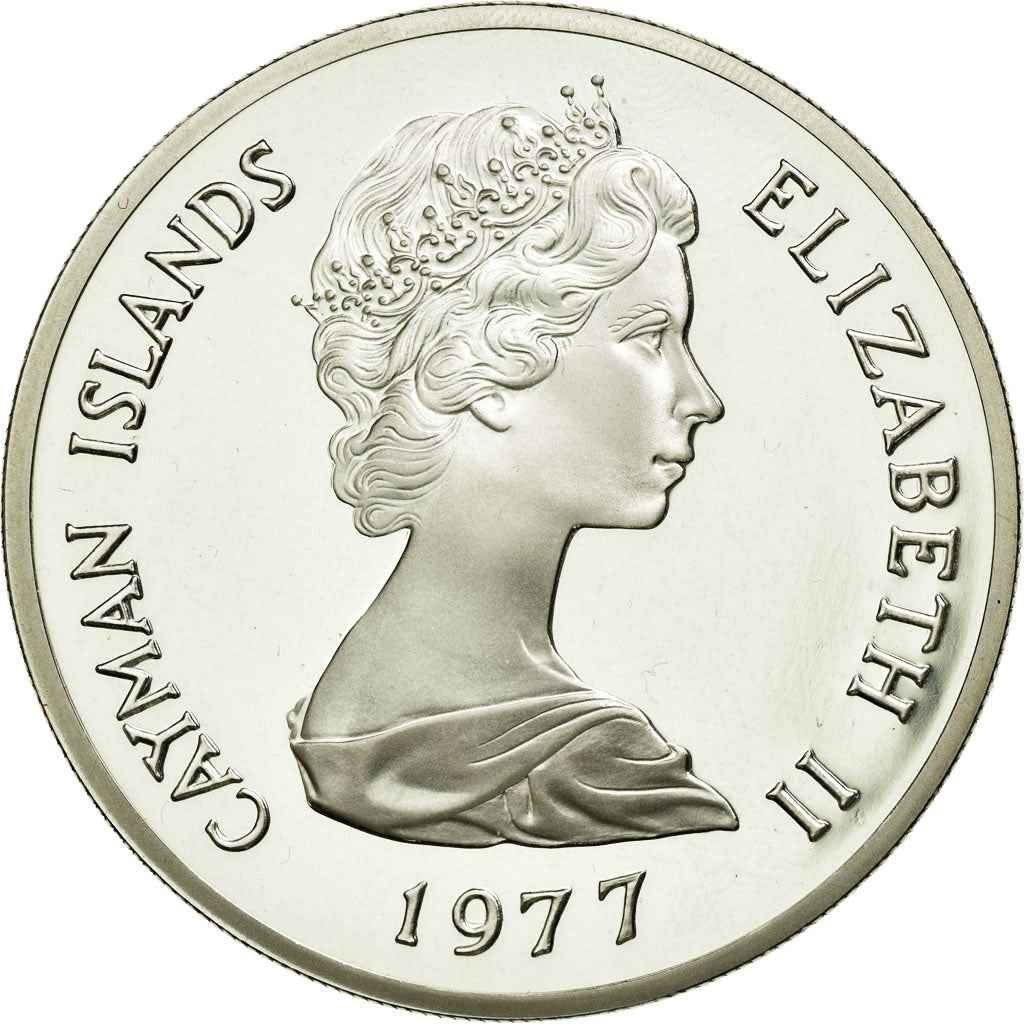 Coin, Cayman Islands, Elizabeth II, 25 Dollars, 1977, MS(64), Silver, KM:14
