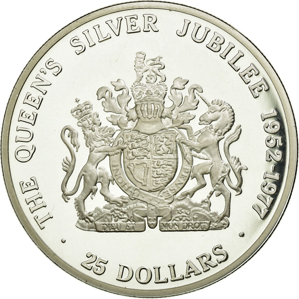 Coin, Cayman Islands, Elizabeth II, 25 Dollars, 1977, MS(64), Silver, KM:14