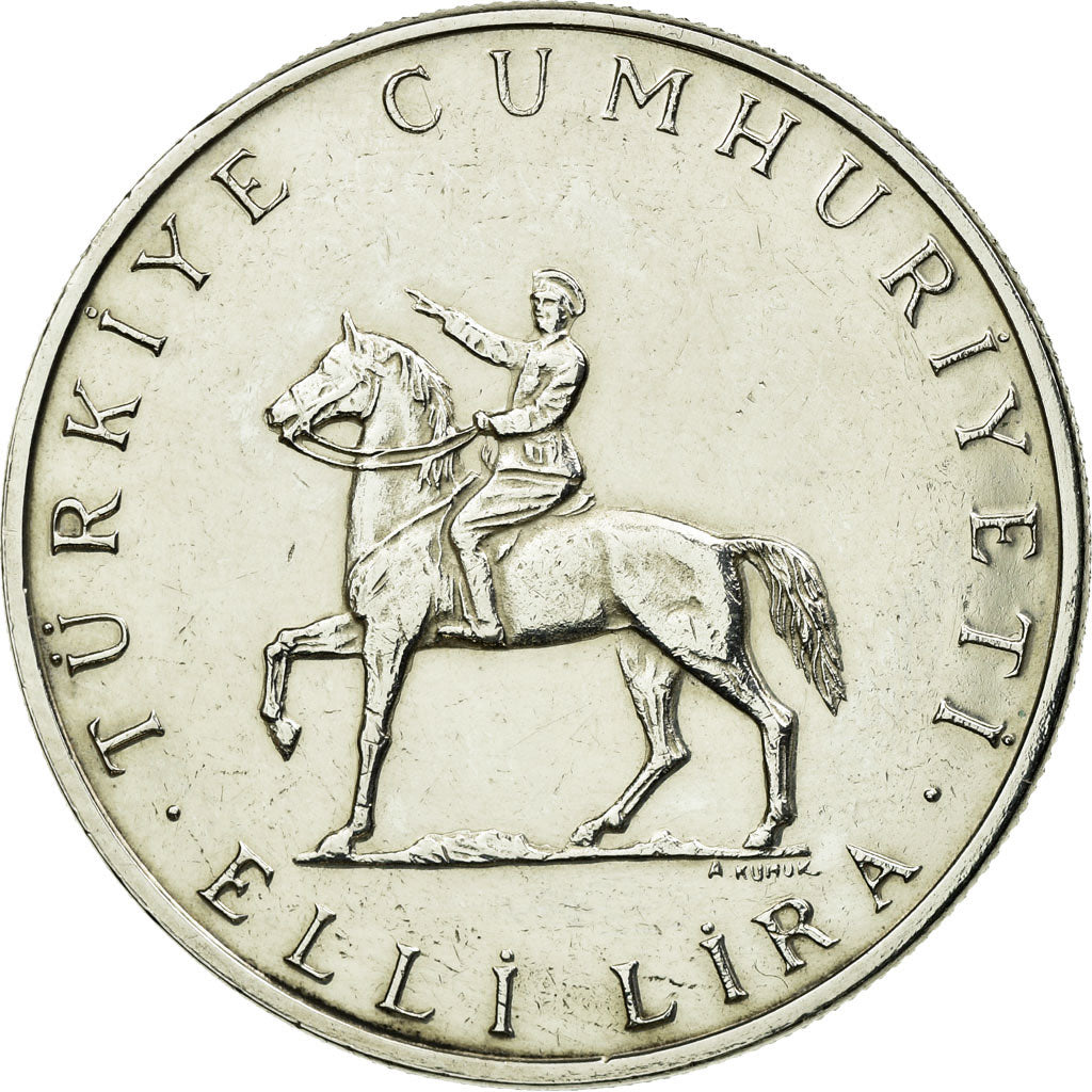 Coin, Turkey, 50 Lira, 1972, AU(50-53), Silver, KM:901