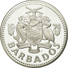 Coin, Barbados, 10 Dollars, 1974, Franklin Mint, MS(65-70), Silver, KM:17a