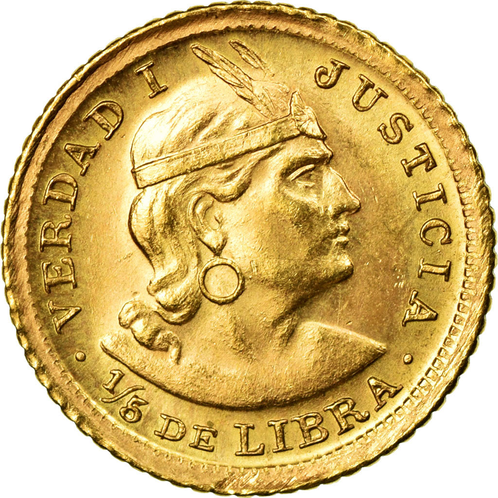 Moneta, Perù, 1/5 Libra, Pound, 1964, Lima, SPL, Oro, KM:210