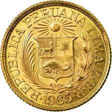 Coin, Peru, 1/2 Libra, Pound, 1965, MS(60-62), Gold, KM:209